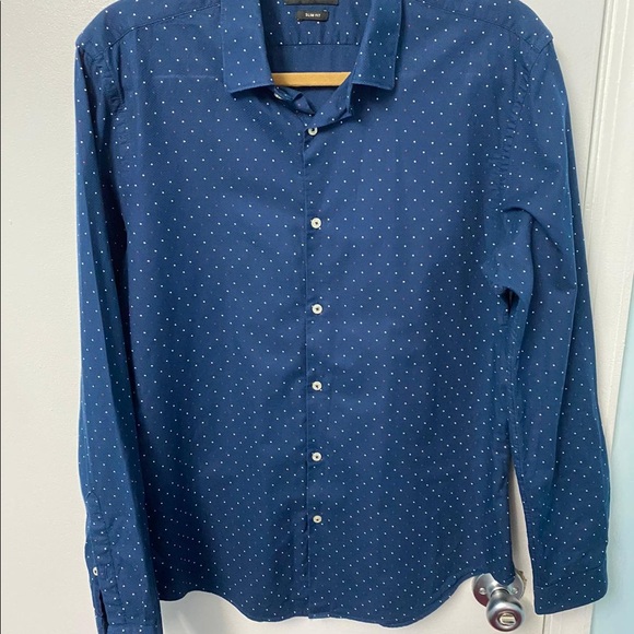 Zara Polka Dot Blue Shirt in Size L - Picture 2 of 5
